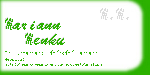 mariann menku business card